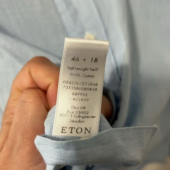 ETON Men's Contemporary Blue Button Down Shirt, Lightweight Twill, Size XXL - Picture 7 of 10